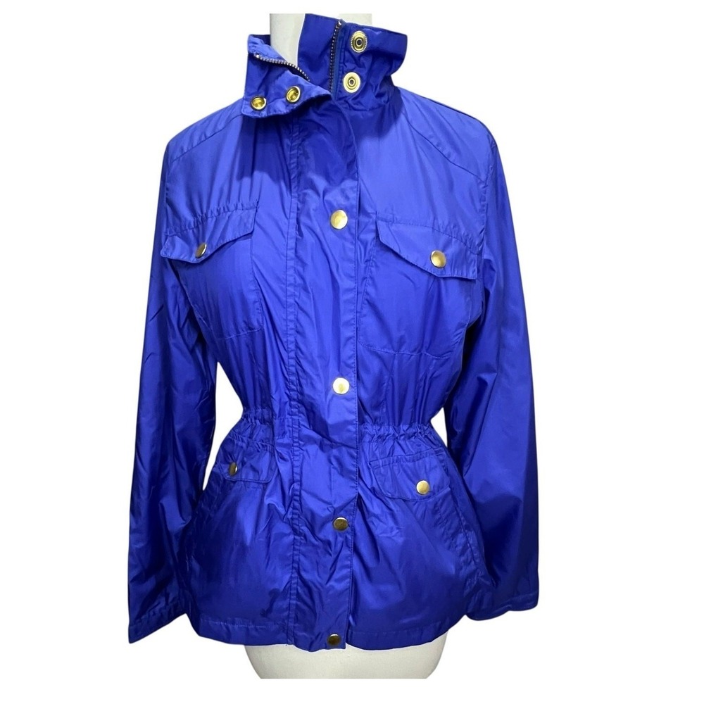 Peter Millar Mariana Rain Jacket S Purple Zip Snap Cinch Waist Utility Travel